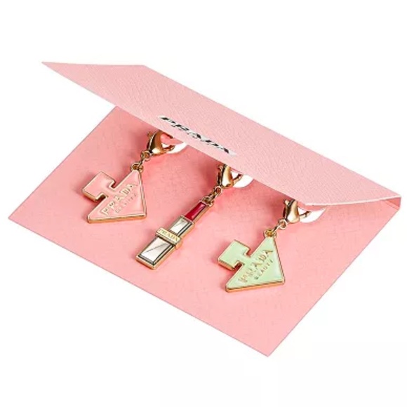 Prada Beauty Key Chain Charms Set of 3Authentic New